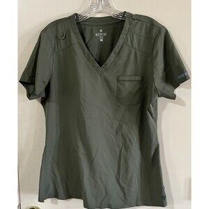 Med Couture Touch Scrubs Top Women’s Medium Olive Green V- Neck Soft